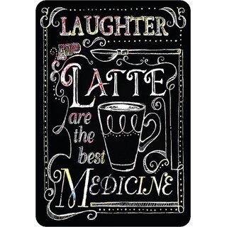 Schild Spruch "Laughter and Latte are the best Medicine" 20 x 30 cm Blechschild