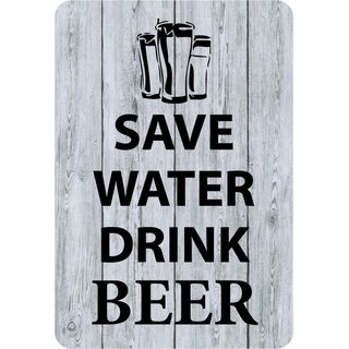 Schild Spruch "Safe water, drink beer" 20 x 30 cm Blechschild